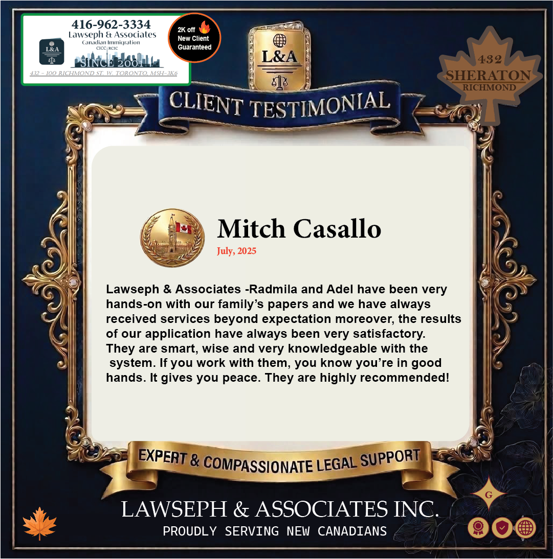 Newcomer to Canada Expectations Exceeded Lawseph Customer Review