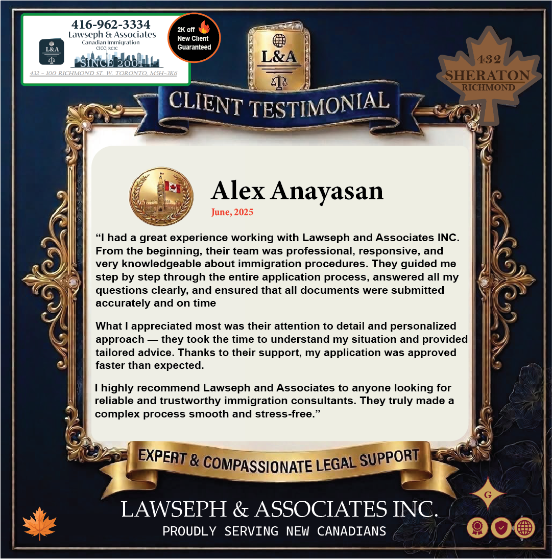 Newcomer to Canada Personalized Approach Lawseph Customer Review