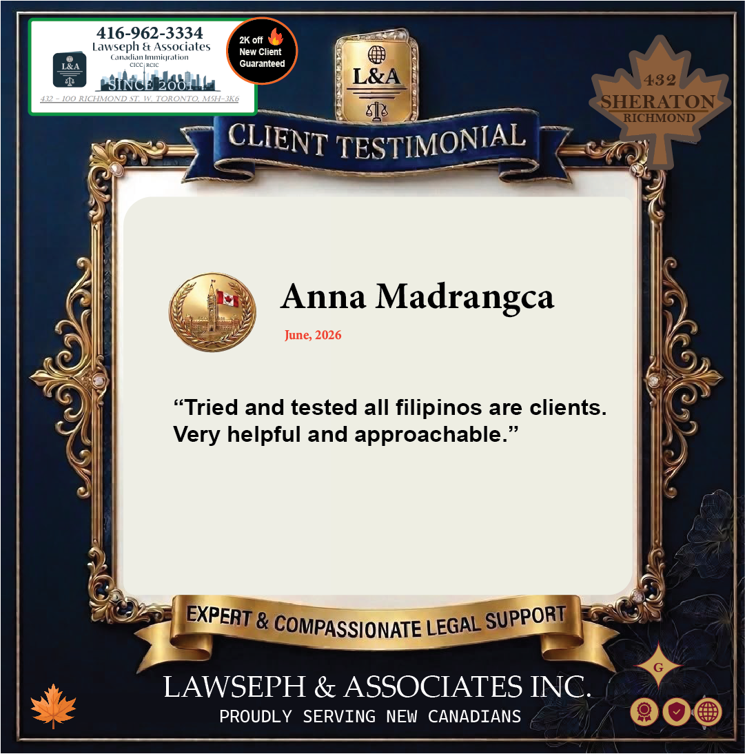 Newcomer to Canada Genuine Filipino Service Lawseph Customer Review